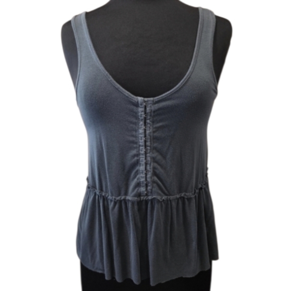 Elenacore American Eagle Outfitters Small Gray Ruched Peplum Tank Top TVD Y2k